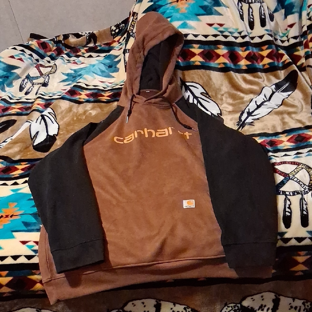 Carhartt Brown Body Black Sleeve Hooded Sweatshirt